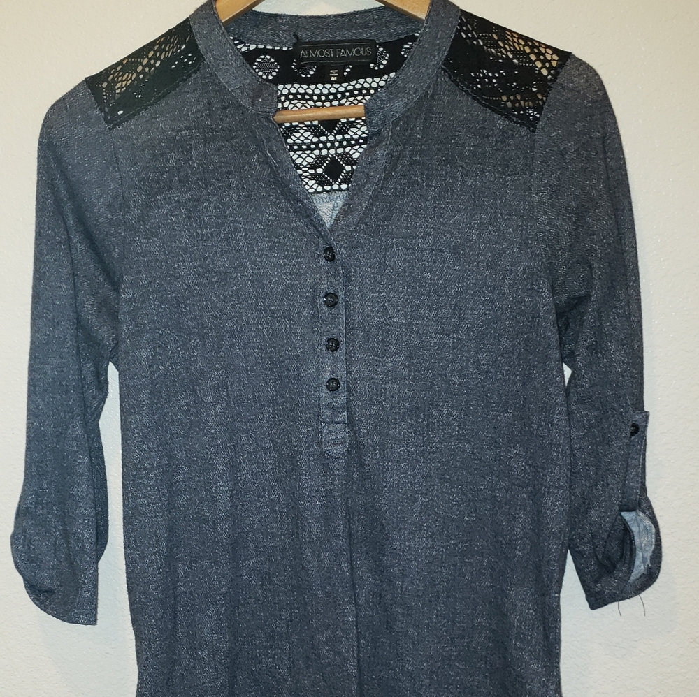 Lace back button up